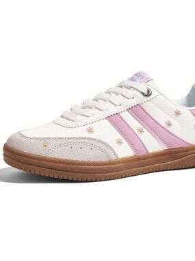 LUCKY STEP Women Classic Retro Tennis Sneakers Fashion Gum Sole Casual Trainers